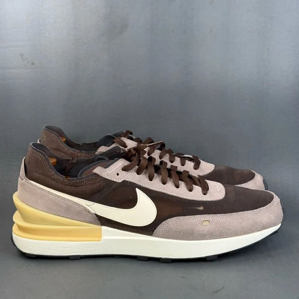 Nike Waffle One Light Chocolate/Natural athletic sneaker shoes men's size 15